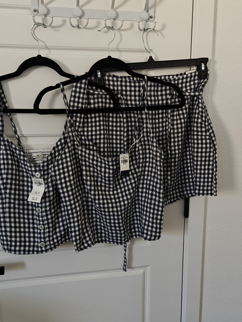 Abercrombie & Fitch Gingham Crop Tops & Short Set - Navy